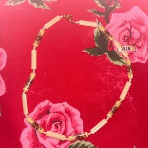 Japanese Elegant Botanical Beige Beaded Necklace